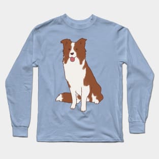 Brown border collie dog Long Sleeve T-Shirt